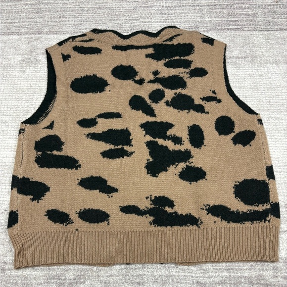 NWT Commense Animal Print Knit Cardigan Vest Women’s S Wool Blend Soft Layer - Picture 3 of 9